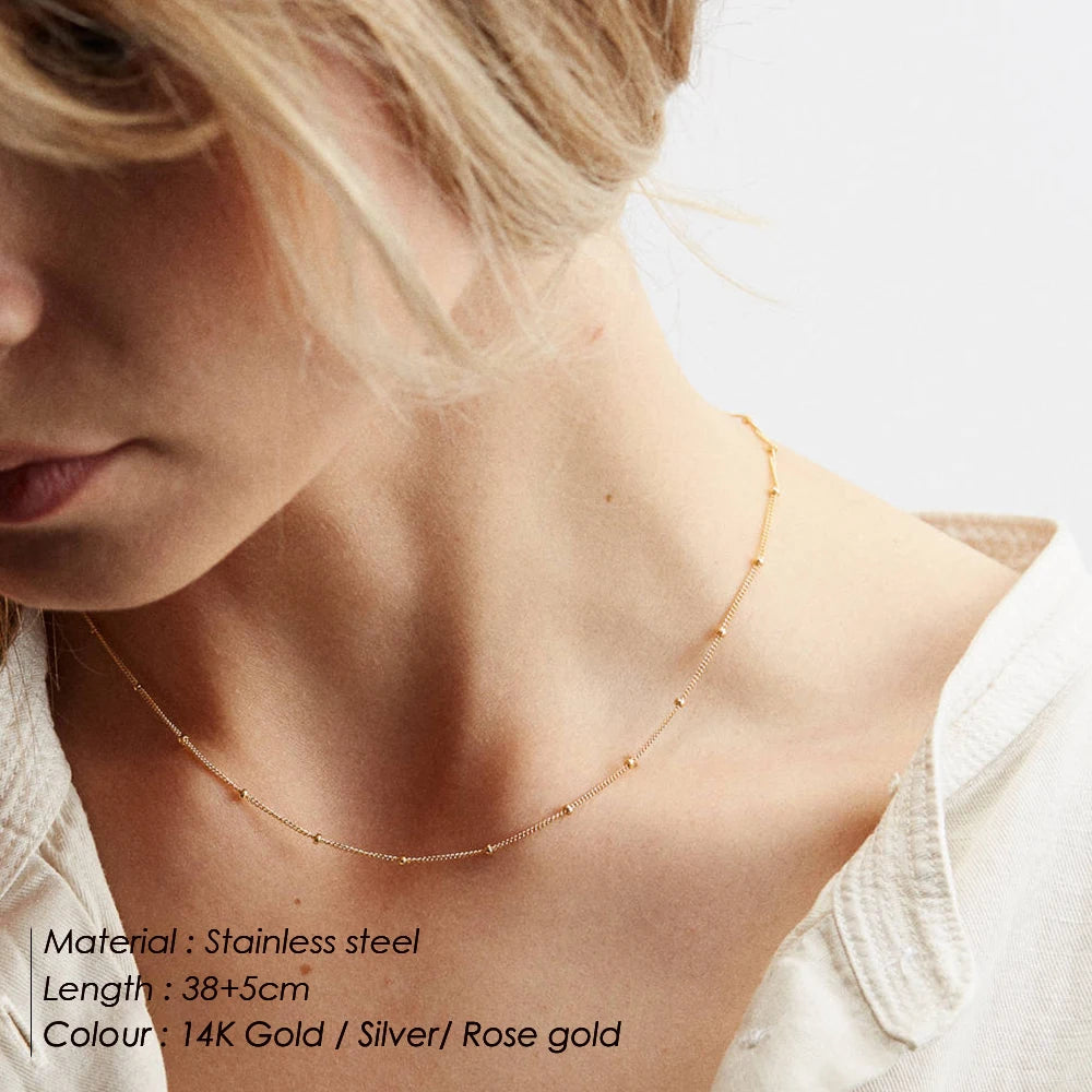 Emanco Gold Color Stainless Steel Chain Choker Necklace Women Chain Necklace Sets for Women Gift