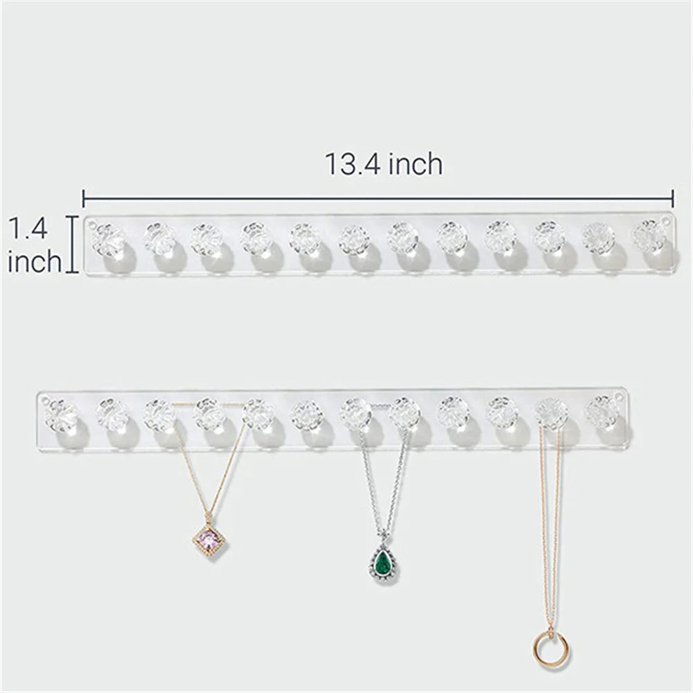 12/48/126 Hooks Transparent Acrylic Jewerly Storage Rack for Earring Necklace Hanger Holder Wall Mounted Display Stand Organizer