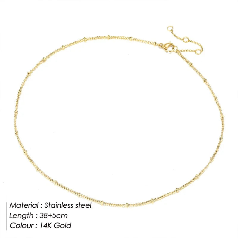 Emanco Gold Color Stainless Steel Chain Choker Necklace Women Chain Necklace Sets for Women Gift