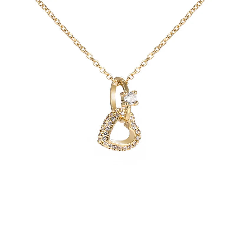 Korean Fashion Heart Ring Cross Stainless Steel Necklace for Women Cute Romantic Ladies Wedding Jewelry Female Clavicle Chain