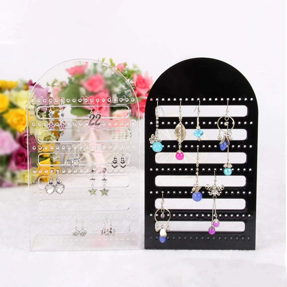 12/48/126 Hooks Transparent Acrylic Jewerly Storage Rack for Earring Necklace Hanger Holder Wall Mounted Display Stand Organizer