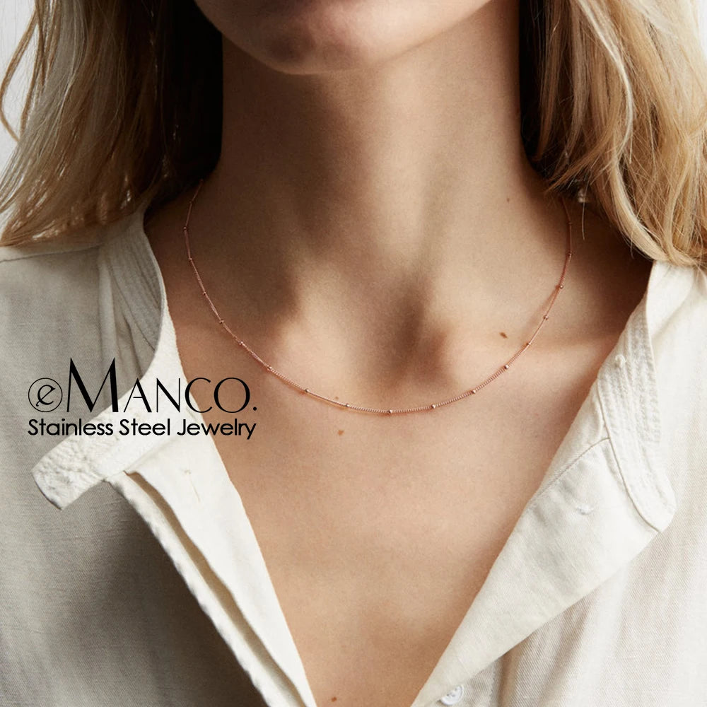 Emanco Gold Color Stainless Steel Chain Choker Necklace Women Chain Necklace Sets for Women Gift