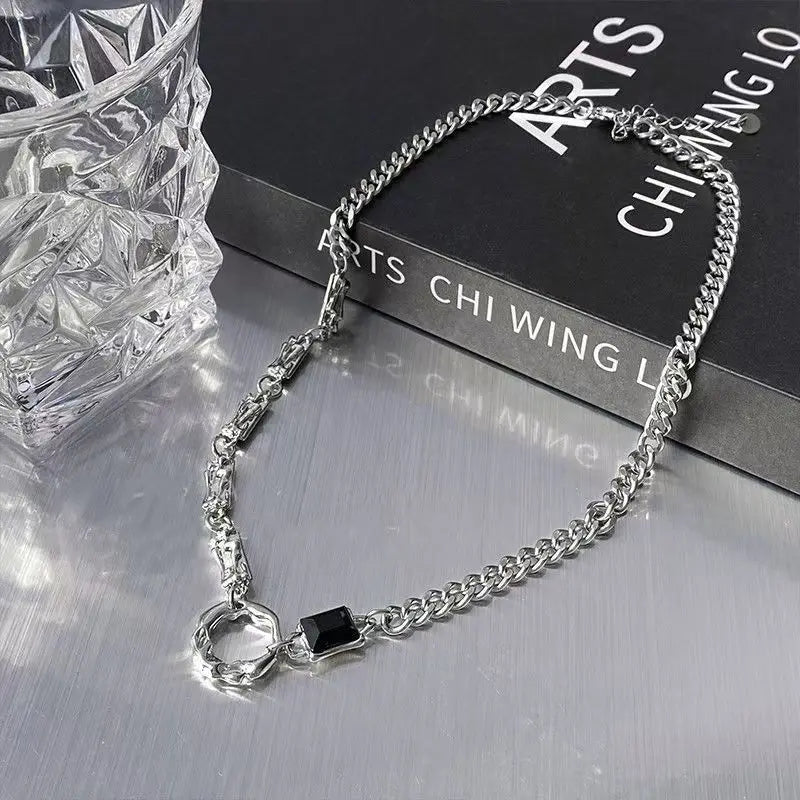 New Irregular Wave Shape Chain Men Necklace Advanced Sense Stainless Steel Figaro Cuban Chain Necklace for Men Women Jewelry ﻿
